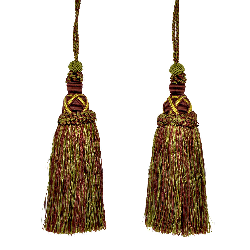 Milante Collection - 8" Length TASSEL-BT-509-06/36 Olive Green and Brown (2 Pieces per Pack)