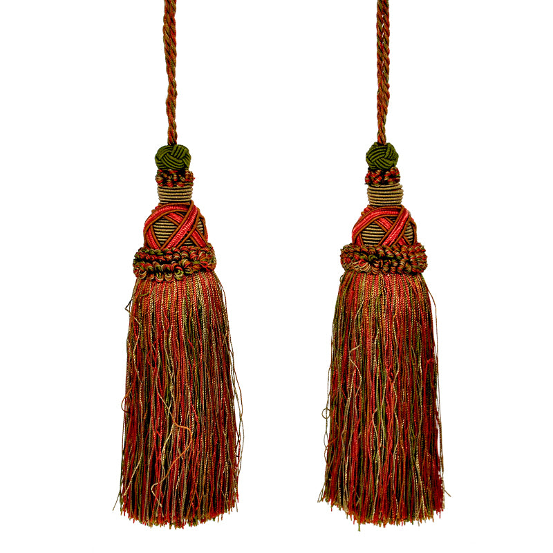 Milante Collection - 8" Length TASSEL - BT-509-18/25 Rust and Hunter Green (2 Pieces per Pack)