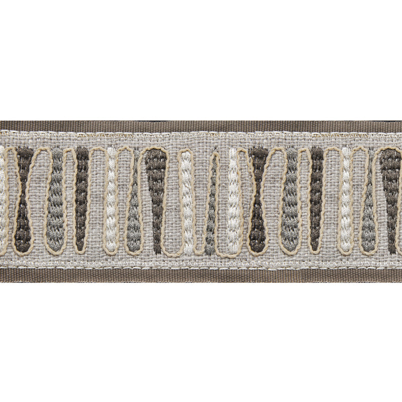 Decorative Woven Trim Tape - 3 1/2" Width (23-30 Yard Roll) - BR-7350-49 Grey/White