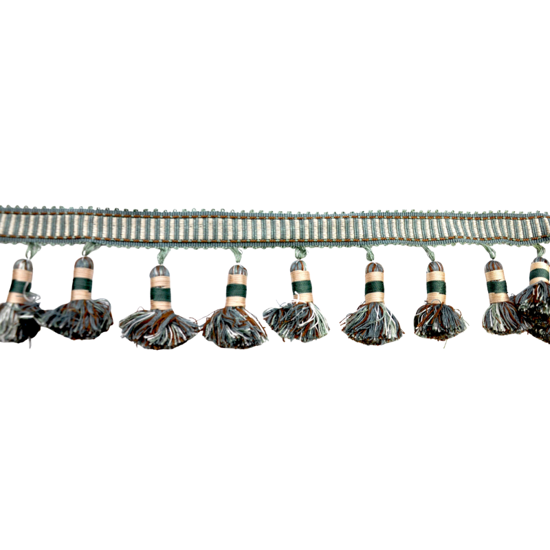 Belagio Enterprises Godiva Collection 4" Large Tassel Fringe - 25 Yard Roll - Turquoise and Beige | Style BF-4098