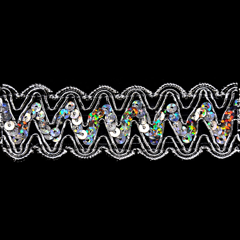 Metallic Braid Trim - 1" Width (25 Yard Roll) - PB-102-11 Silver