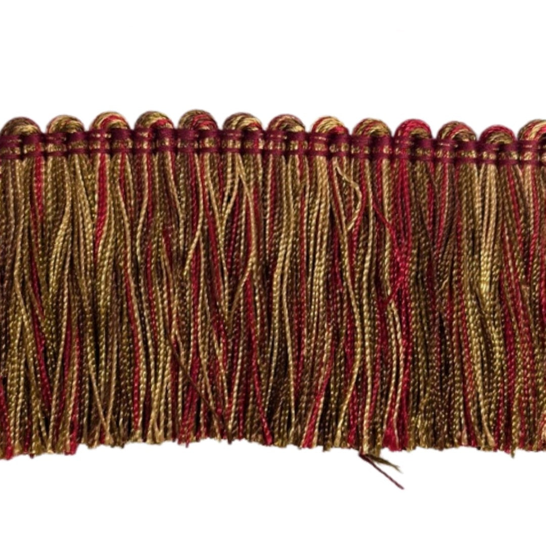 Belagio Enterprises 2-inch Brush Fringe Trim - Red and Gold - 25 Yard Roll | Style BF-1480
