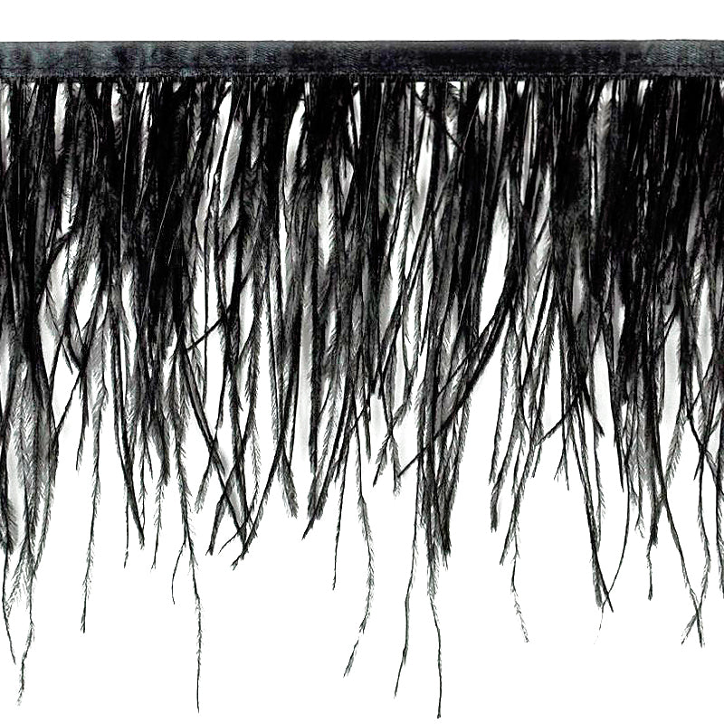 Belagio Enterprises - 6-inch Ostrich Feather Trim (11 Yard Bolt) - B-1139-02 Black