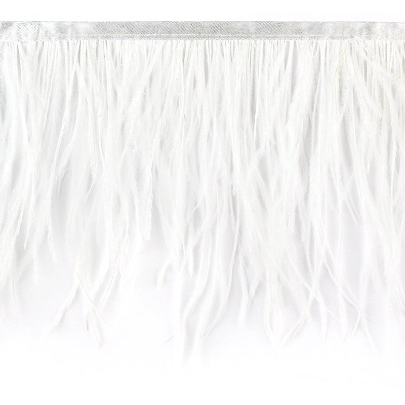 Belagio Enterprises Ostrich Feather Trim – White (6-inch x 11 Yards) for Costumes and DIY Crafts
