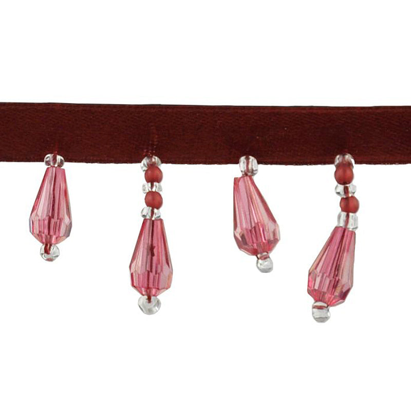 Beaded Fringe - 1 1/2" width (15 Yard Roll) - BB-902-17 Wine Red