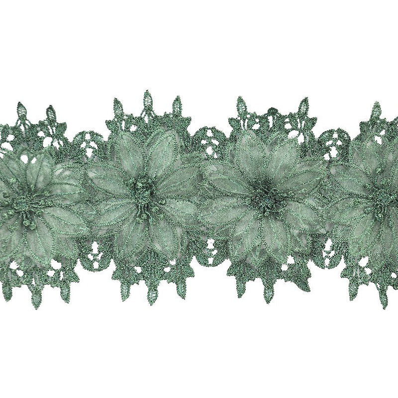 Belagio Enterprises - 5" Width Embossed Venice Flower Trim (15 Yard Roll) - BF-1352-25 Hunter Green