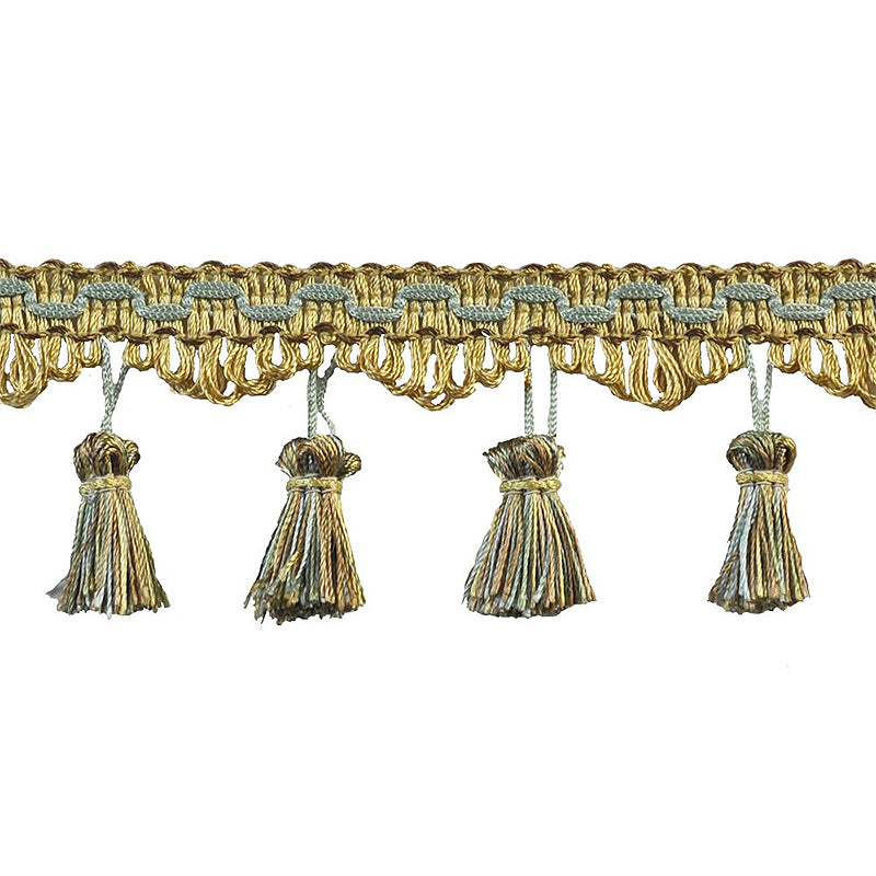 Basics Collection - 2 1/4" Tassel Fringe (25 Yard Roll) - BF-4902-33/61 Turquoise and Mocha