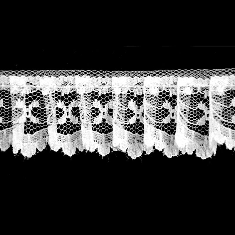 White Gathered Lace- 1" Width (40 Yard Roll) - BL-8009