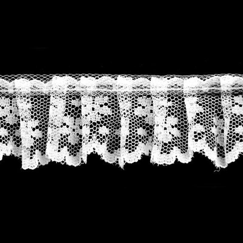 White Gathered Lace - 1" Width (40 Yard Roll) - BL-8011