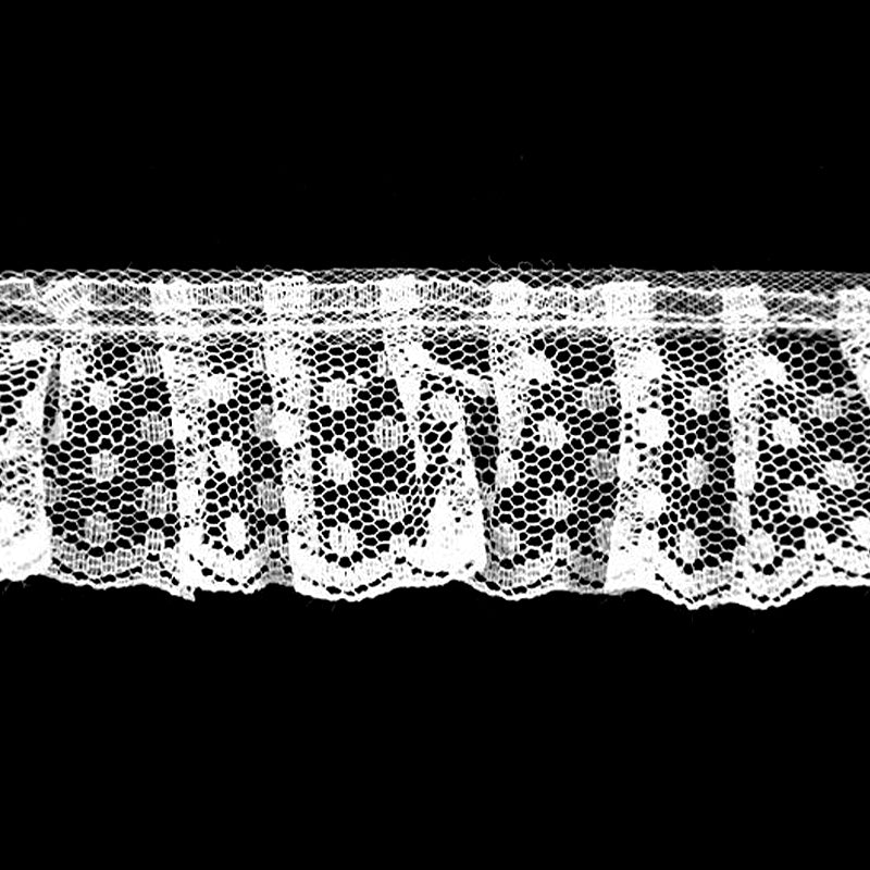White Gathered Lace - 1" Width (40 Yard Roll) - BL-8012