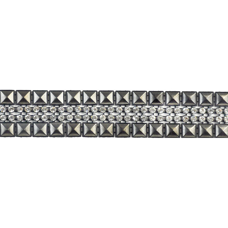 Belagio Enterprises - 1 3/8" Width Rhinestone Trim (10 Yard Roll) - Metal Grey