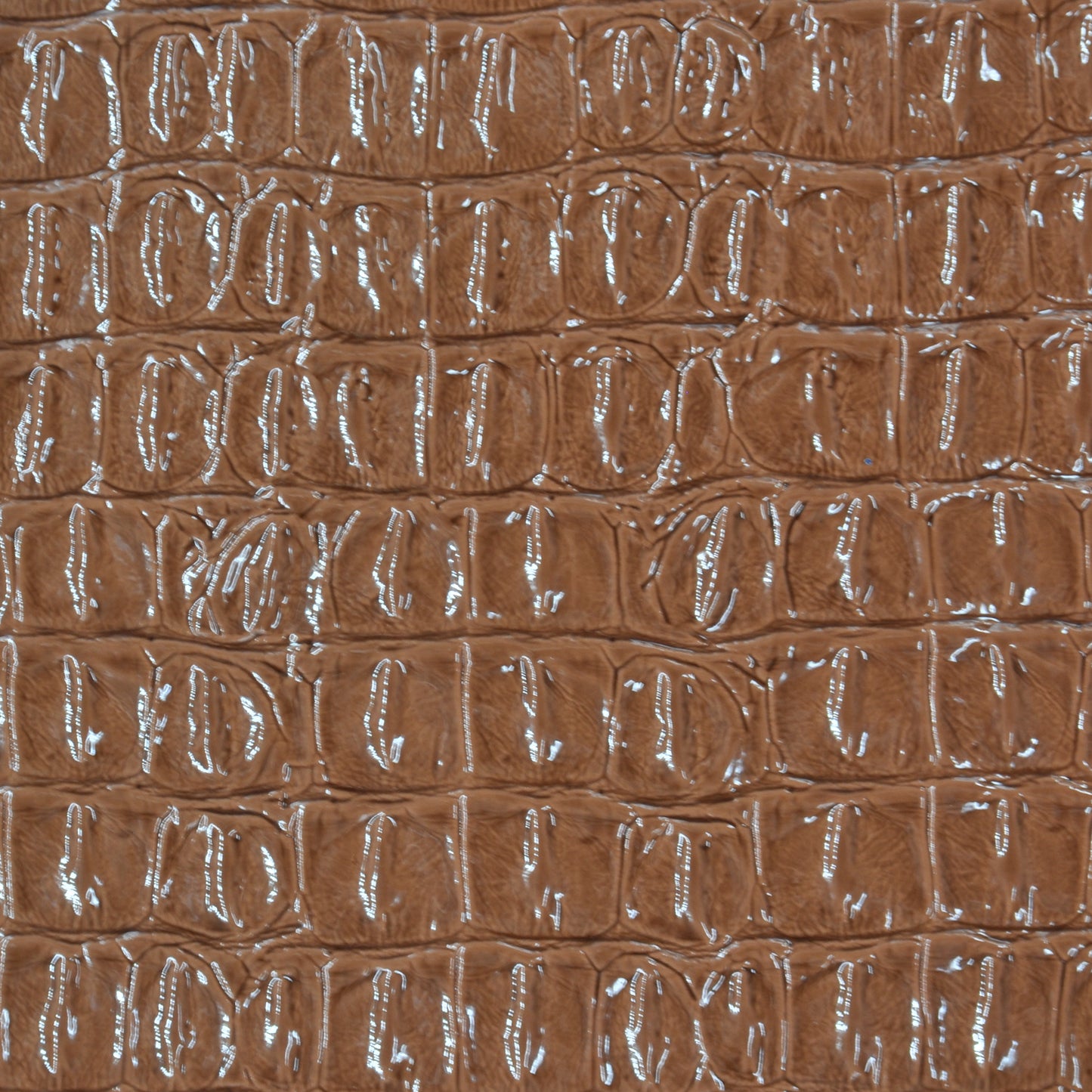 Faux croc vinyl in toffee brown for upholstery and crafts