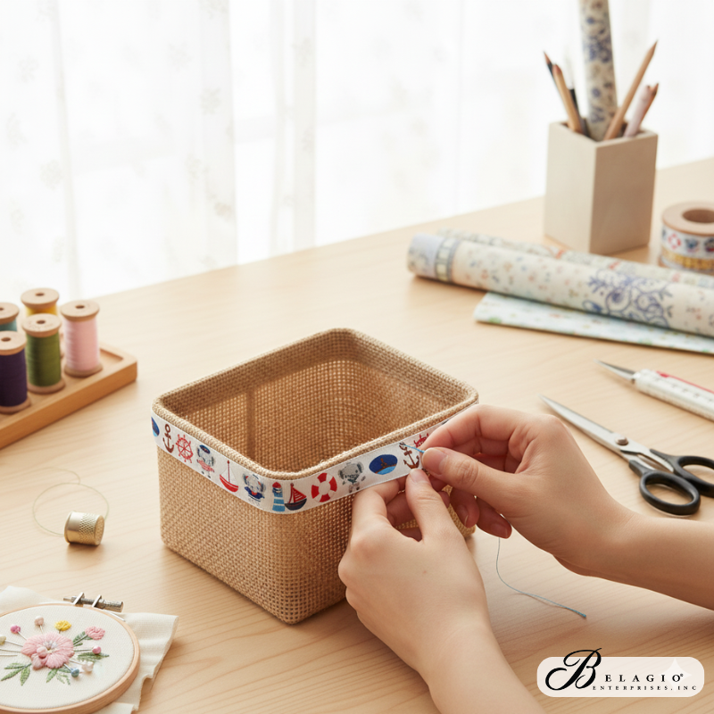 Belagio Enterprises Woven Ribbon Tape – Elephant Sailor Design, 5/8" Wide x 25 Yards – Craft Ribbon for Embellishments, Sewing & Gift Wrapping