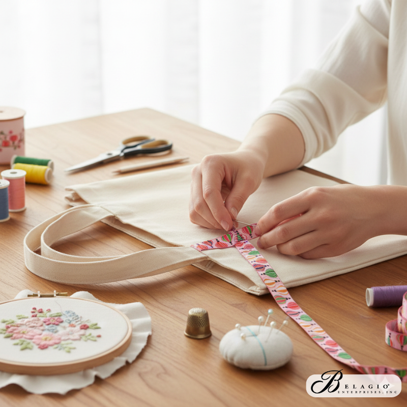 Belagio Enterprises Woven Ribbon Tape – Hot Air Balloon Design, 5/8" Wide x 25 Yards – Craft Ribbon for Embellishments, Sewing & Gift Wrapping