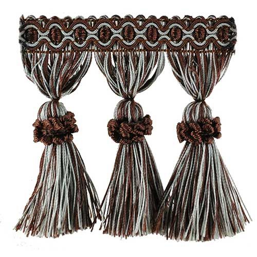 Milante Collection - 3 1/2" Tassel Fringe (25 Yard Roll) - BF-1478-03/66 Light Blue and Brown