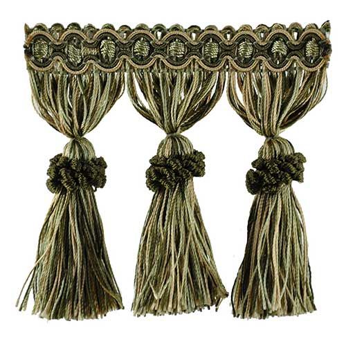 Milante Collection - 3 1/2" Tassel Fringe (25 Yard Roll) - BF-1478-10/25 Gold and Hunter Green