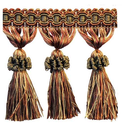 Milante Collection - 3 1/2" Tassel Fringe (25 Yard Roll) - BF-1478-88/06 Dark Brick and Brown