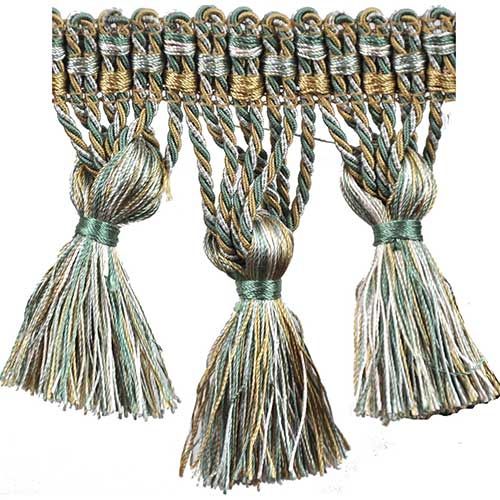 Milante Collection - 4" Tassel Fringe (25 Yard Roll) - BF-1479-33/82 Turquoise and Taupe