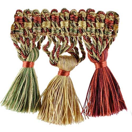 Milante Collection - 4" Tassel Fringe (25 Yard Roll) - BF-1479-82/17 Taupe and Wine Red