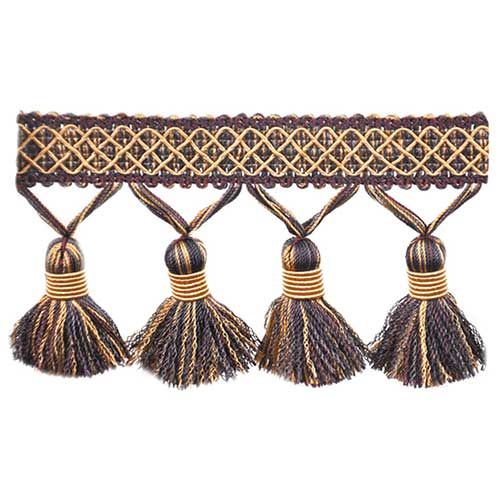 Mulberry Collection - 3 1/2" length TASSEL FRINGE (25 Yard Roll) - BF-4005-26/61 Purple and Mocha