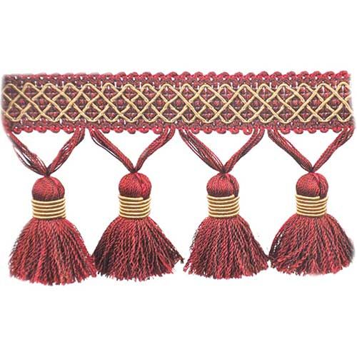 Mulberry Collection - 3 1/2" length TASSEL FRINGE (25 Yard Roll) - BF-4005-70/38 Eggplant and Toffee