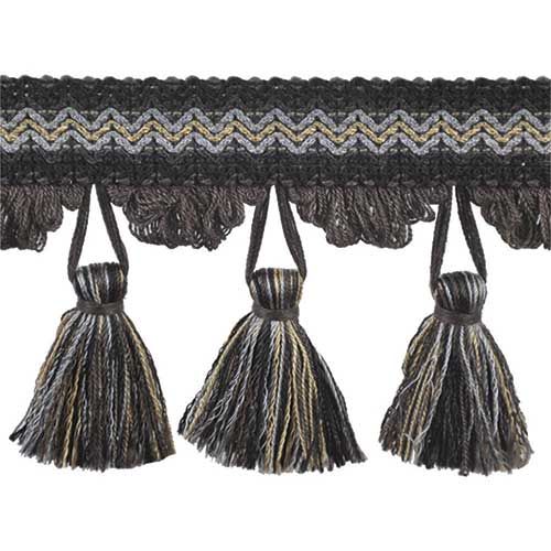Pompeii Collection - 3 1/2" length TASSEL FRINGE (25 Yard Roll) - BF-4094-02/49 Grey and Brown