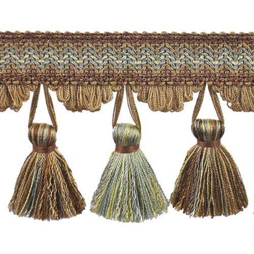 Pompeii Collection - 3 1/2" length TASSEL FRINGE (25 Yard Roll) - BF-4094-38/11 Gold and Mint