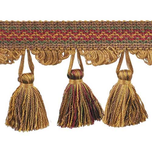 Pompeii Collection - 3 1/2" length TASSEL FRINGE (25 Yard Roll) - BF-4094-38/17 Rust and Gold