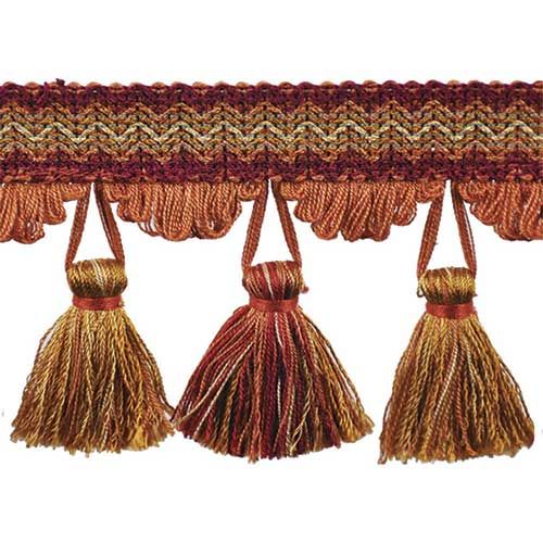 Pompeii Collection - 3 1/2" length TASSEL FRINGE (25 Yard Roll) - BF-4094-88/17 Gold and Rust