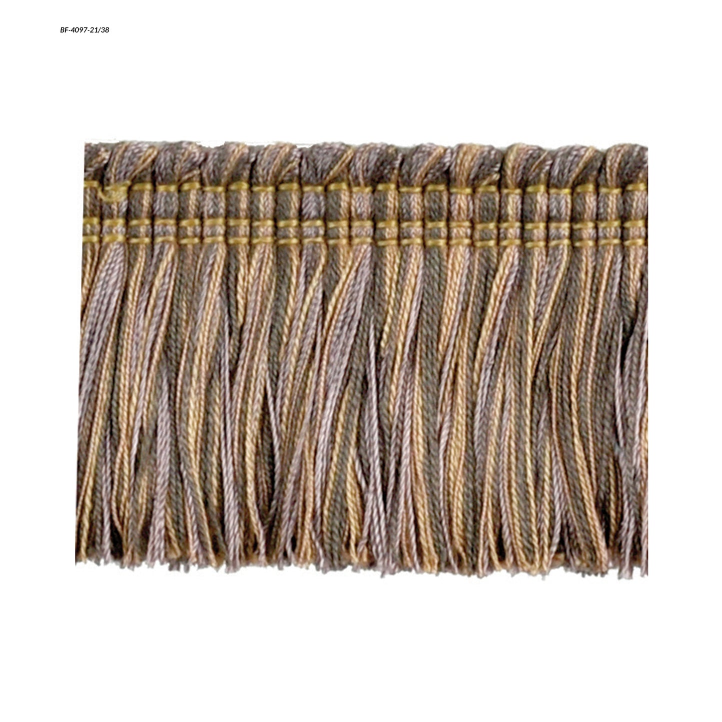 Godiva Collection - 2" Width BRUSH FRINGE (25 Yard Roll) - Lilac and Toffee