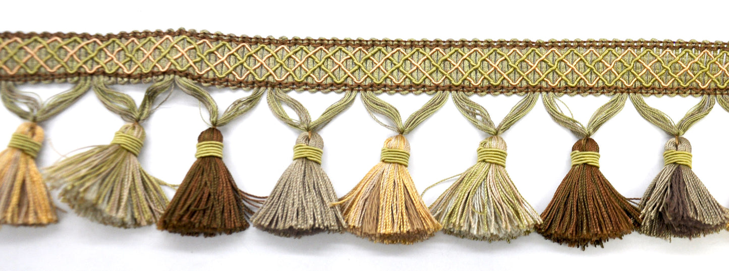 Odyssey Collection - 3 1/2" Tassel Fringe (25 Yard Roll) - BF-4500-63/82 Mint and Brown