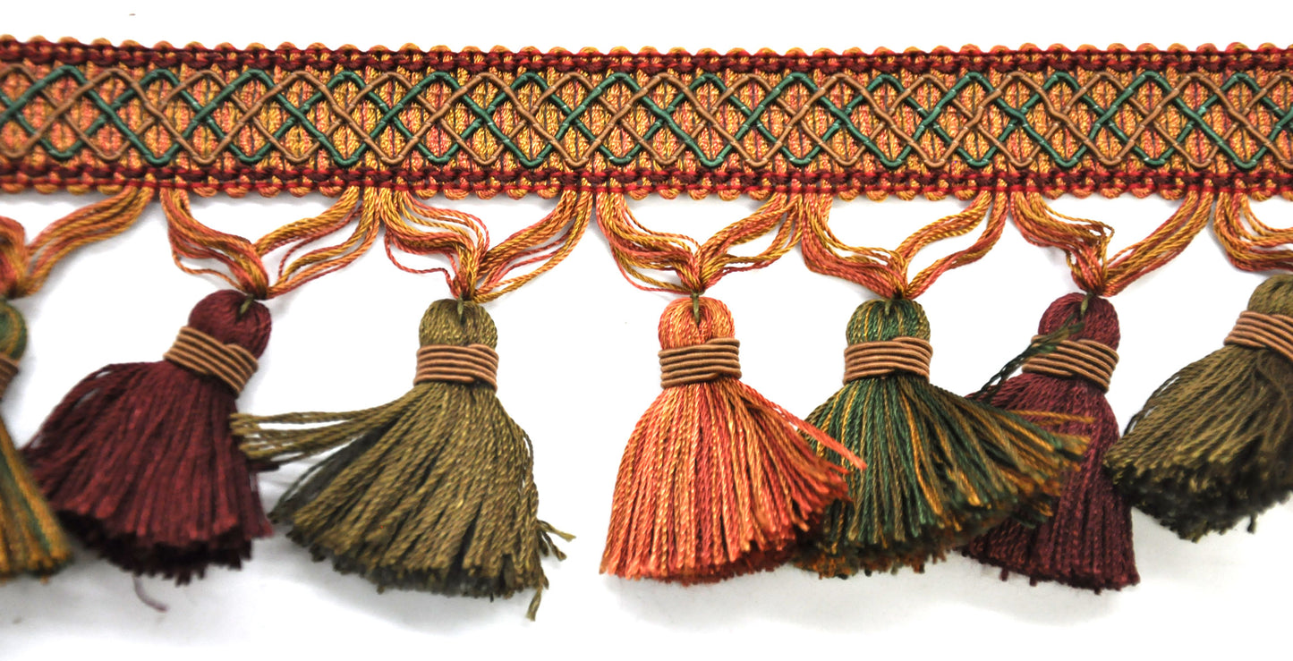 Odyssey Collection - 3 1/2" Tassel Fringe (25 Yard Roll) - BF-4500-81/70 Burgundy and Olive