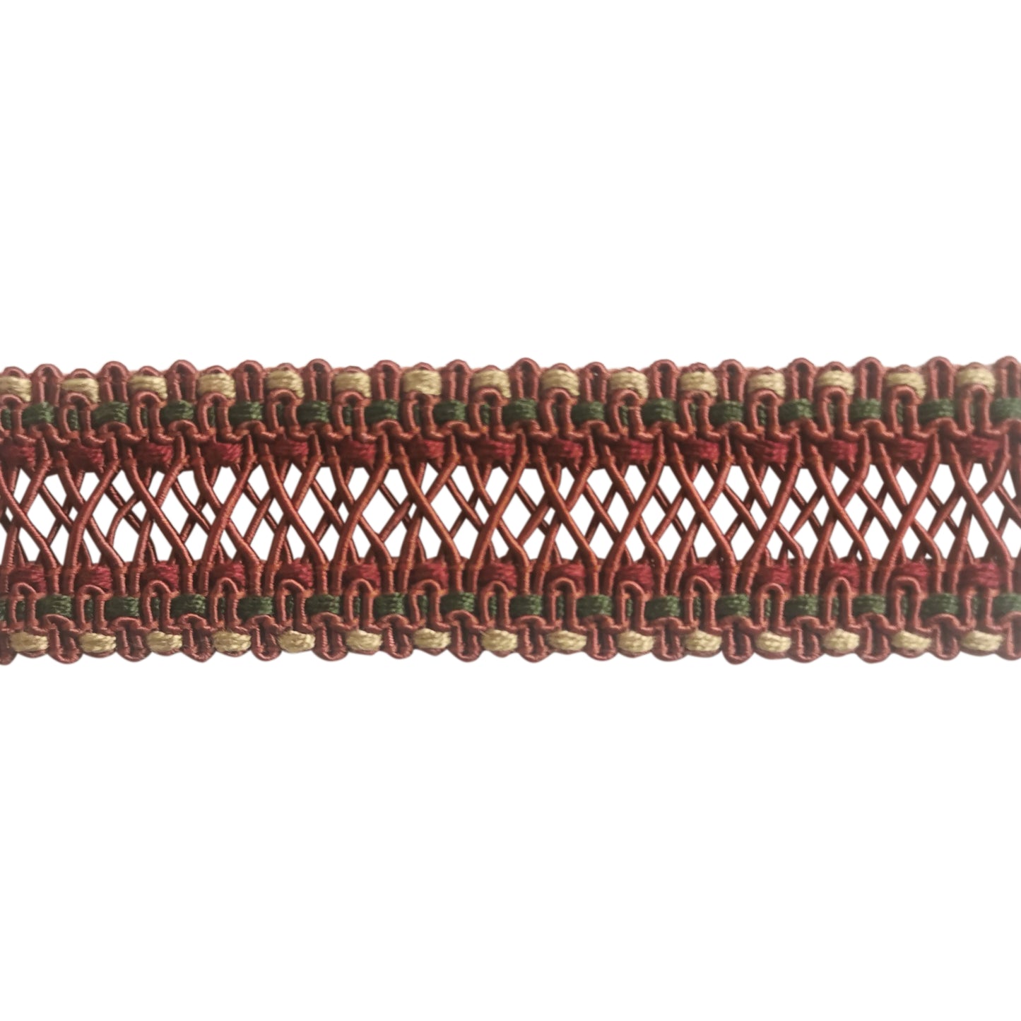 Pompeii Collection - 1" width BRAID (25 Yard Roll) - BR-7095-88/25 Rust and Olive