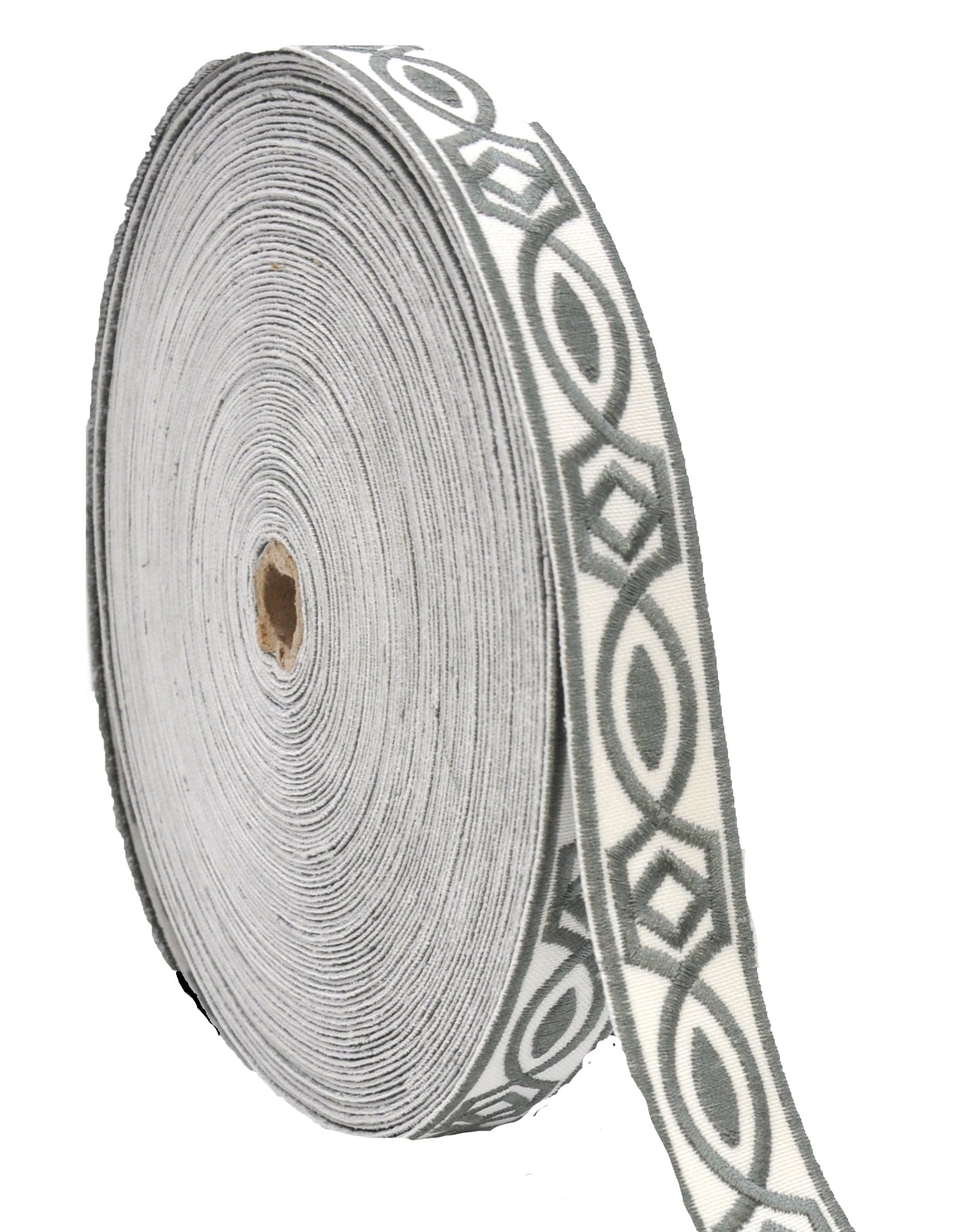 Embroidered Decorative Woven Trim Tape - 1 1/4" Width (25 Yard Roll) - BR-7339-49 Charcoal
