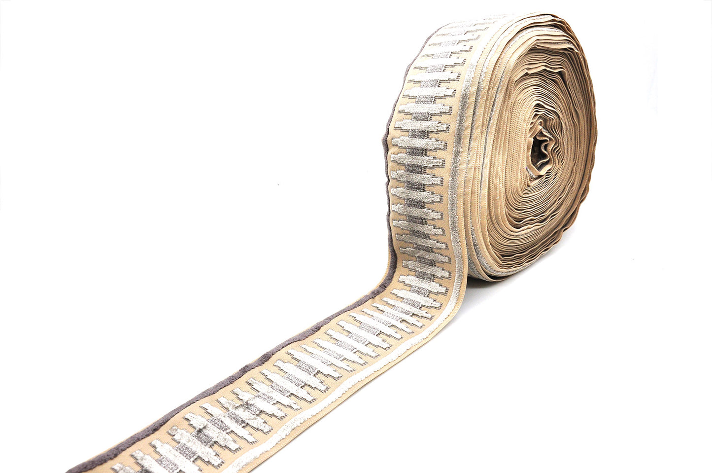 Decorative Chenille Trim Tape - 3 1/2" Width (25 Yard Roll) - BR-7522-94/11 Grey/Taupe