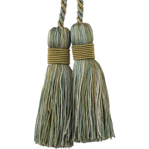 Mulberry Collection - 3 1/2" length CHAIR TIE TASSEL - BT-6003-33/82. Turquoise and Taupe