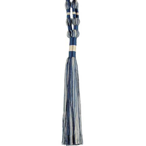 Belagio Enterprises Godiva Collection 12” Single Tassel Tieback - Navy Blue and Ivory | Style BT-6099