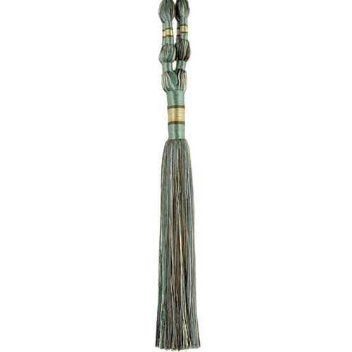 Belagio Enterprises Godiva Collection 12” Single Tassel Tieback - Turquoise and Beige | Style BT-6099