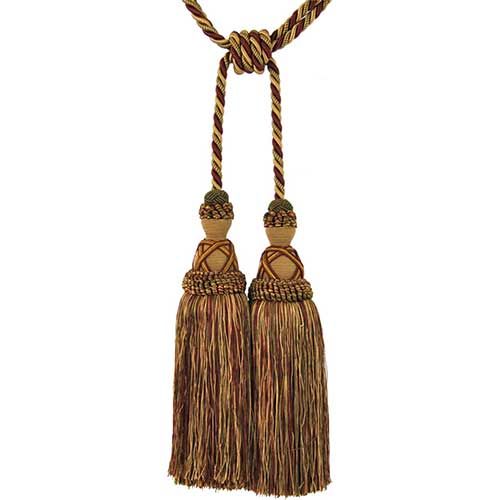 Milante Collection - 11" Length DOUBLE TASSEL TIEBACK - BT-622-88/06 Brick and Brown