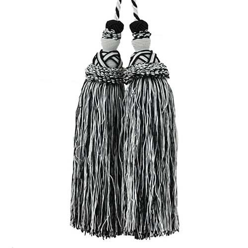 Milante Collection - 8 1/2" Length TASSEL CHAIR TIE - BT-623-02/27 Black and White