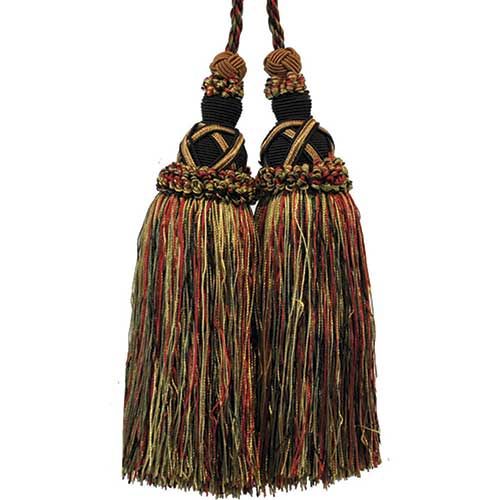 Milante Collection - 8 1/2" Length TASSEL CHAIR TIE - BT-623-02/36 Black and Olive Green