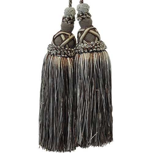 Milante Collection - 8 1/2" Length TASSEL CHAIR TIE - BT-623-03/66 Lt.Blue and Chocolate