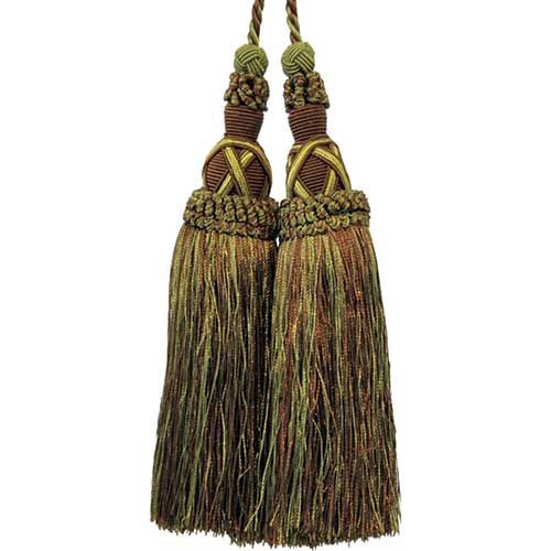 Milante Collection - 8 1/2" Length TASSEL CHAIR TIE - BT-623-06/36 Brown and Olive Green