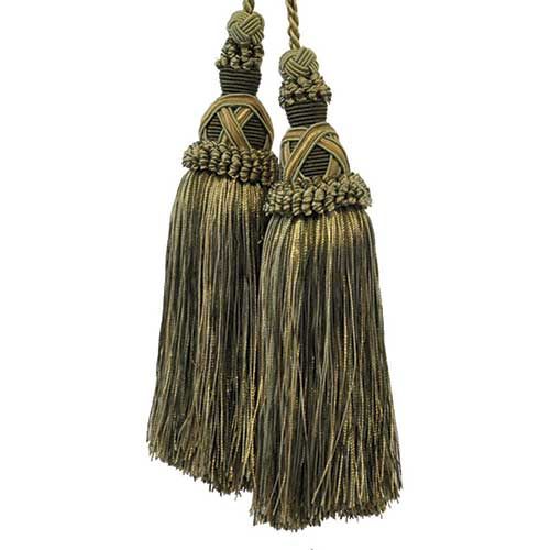 Milante Collection - 8 1/2" Length TASSEL CHAIR TIE - BT-623-10/25 Gold and Hunter Green