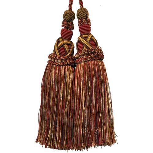 Milante Collection - 8 1/2" Length TASSEL CHAIR TIE - BT-623-17/09 Wine Red and Peach
