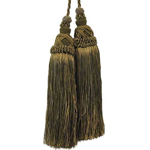 Milante Collection - 8 1/2" Length TASSEL CHAIR TIE - BT-623-36/81 Olive Green and Copper