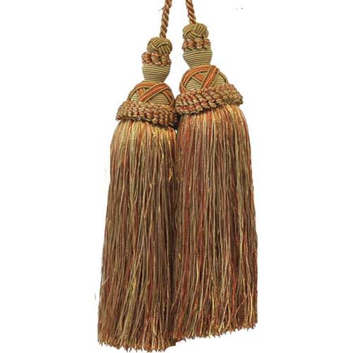 Milante Collection - 8 1/2" Length TASSEL CHAIR TIE - BT-623-88/61 Dark Brick and Mocha