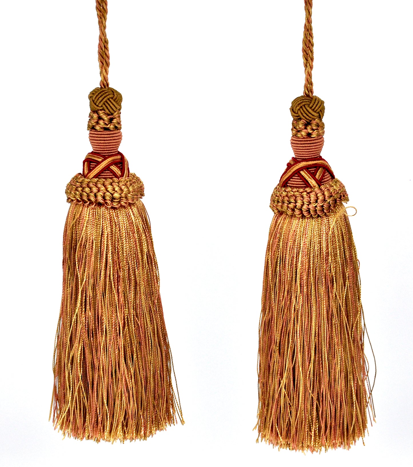 Milante Collection - 8" Length TASSEL - BT-509-81/17 Taupe, Red and Peach (2 Pieces per Pack)