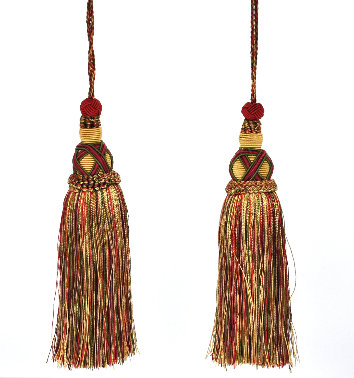 Milante Collection - 8" Length TASSEL - BT-509-82/17 Taupe and Wine Red (2 Pieces per Pack)