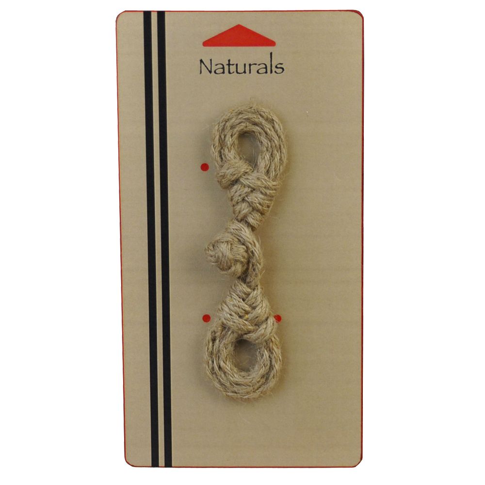 Belagio Enterprises - 4 1/2" x 1" Naturals Jute Frog Closure | Sewable Rustic Garment Fastener .